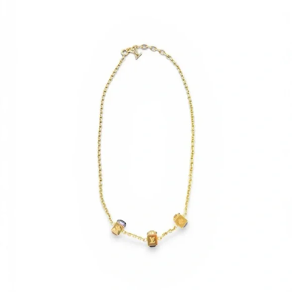 Louis Vuitton: Gold-Plated Swarovski Gamble Necklace Azur - Picture 2 of 8